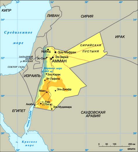 Иордания на карте