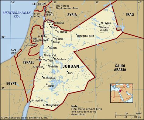 Иордания на карте