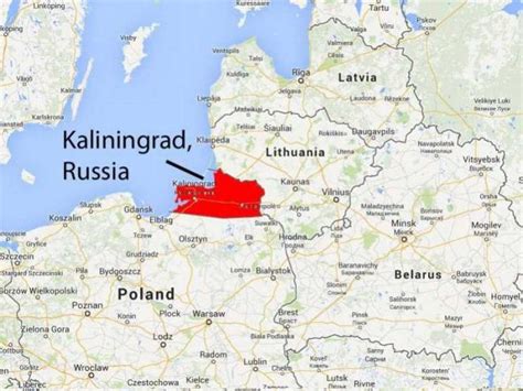 Калининград на карте россии