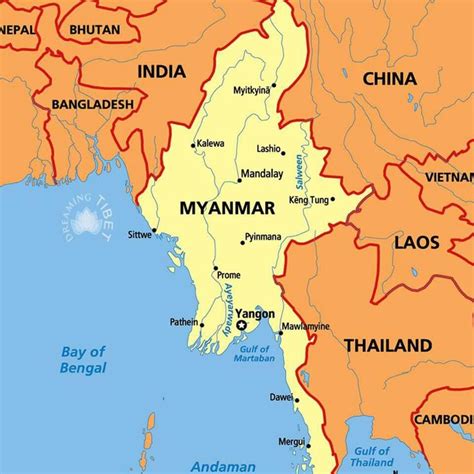 Мьянма на карте