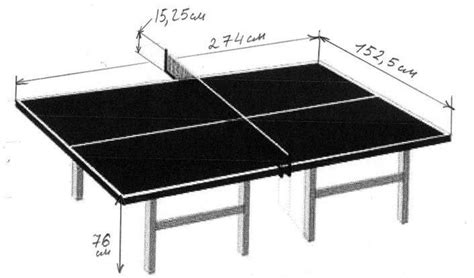 Размеры теннисного стола