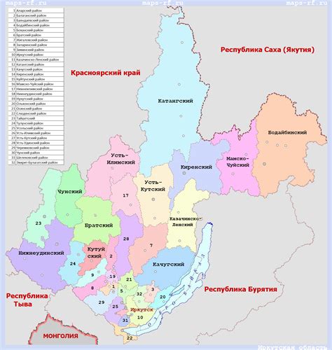 Карта иркутской области