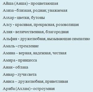Татарские женские имена